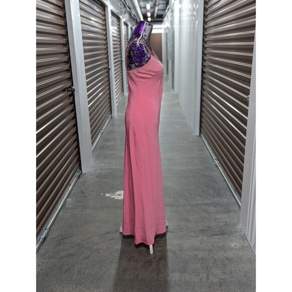 Cache Size 2 Pink Crystal Embellished Full Length Gown Evening Formal Prom Dress - Picture 7 of 16